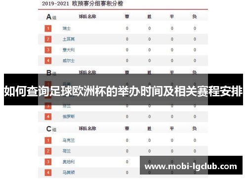 如何查询足球欧洲杯的举办时间及相关赛程安排
